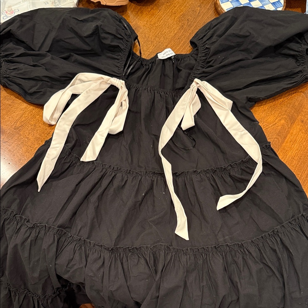 Zoco Black Dress with Cream Accents